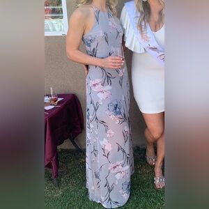 Le Lis Floral Maxi Dress Gray Pink Purple Sz S